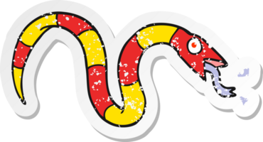 autocollant en détresse d'un serpent de dessin animé png