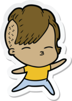 sticker of a cartoon squinting girl png