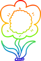 rainbow gradient line drawing of a cartoon flower png