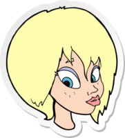 sticker of a cartoon pretty female face pouting png