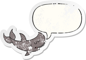 dessin animé requin avec discours bulle affligé affligé vieux autocollant png