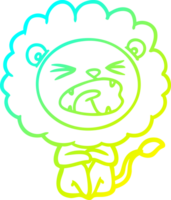 cold gradient line drawing of a cartoon angry lion png