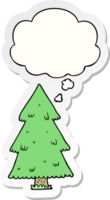 dessin animé Noël arbre avec pensée bulle comme une imprimé autocollant png