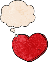 cartoon heart with thought bubble in grunge texture style png