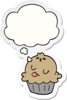 cute cartoon pie with thought bubble as a printed sticker png