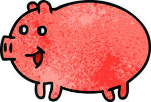 retro grunge texture cartoon of a pig png