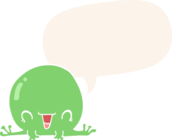 cartoon frog with speech bubble in retro style png