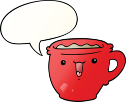 carino cartone animato caffè tazza con discorso bolla nel liscio pendenza stile png