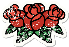 verontrust sticker tatoeëren in traditioneel stijl van een boeket van bloemen png