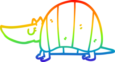 rainbow gradient line drawing of a cartoon armadillo png