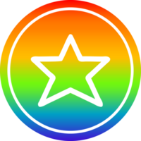 stjärna form cirkulär ikon med regnbåge lutning Avsluta png