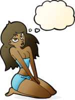 cartoon woman in skimpy clothing with thought bubble png