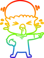 arco iris degradado línea dibujo de un disgustado dibujos animados extraterrestre png