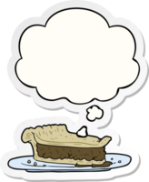 cartoon meat pie with thought bubble as a printed sticker png