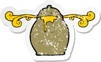 pegatina retro angustiada de un tarro de miel de dibujos animados png