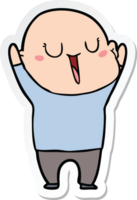 sticker of a happy cartoon bald man png