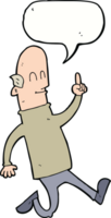 cartoon bald man with idea with speech bubble png