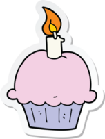 sticker of a cartoon birthday cupcake png