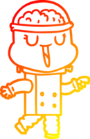 warm gradient line drawing of a happy cartoon robot png