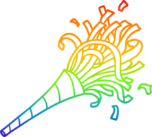 rainbow gradient line drawing of a cartoon party horn png