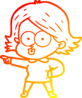 warm Gradient Linie Zeichnung von ein Karikatur Mädchen schmollen png