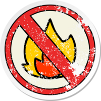 distressed sticker of a cute cartoon no fire allowed sign png