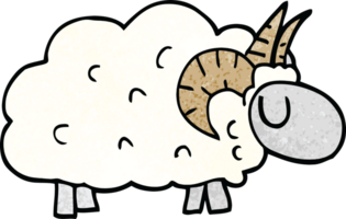 dessin animé doodle mouton avec des cornes png