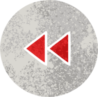 retro illustration style cartoon of a rewind button png