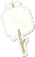 Marshmallow auf einem Stick-Grunge-Aufkleber png