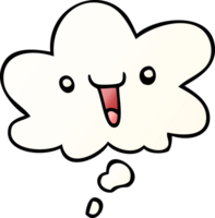 cute happy cartoon face with thought bubble in smooth gradient style png