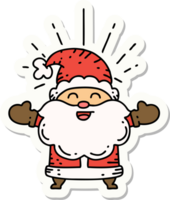 sticker of a tattoo style happy santa claus christmas character png