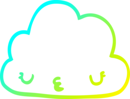 cold gradient line drawing of a cute cartoon cloud png