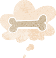 dessin animé OS avec pensée bulle dans grunge affligé rétro texturé style png