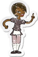 retro distressed sticker of a cartoon waitress taking order png