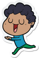 sticker of a laughing cartoon man running png