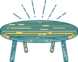 illustration of a traditional tattoo style wood table png