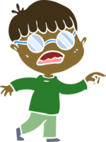 flat color style cartoon boy wearing spectacles png