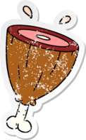 hand drawn distressed sticker cartoon doodle of a joint of ham png