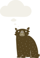 desenho animado Urso com pensamento bolha dentro retro estilo png