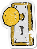 retro distressed sticker of a cartoon old door knob png