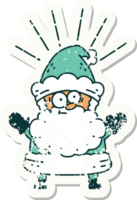 worn old sticker of a tattoo style santa claus christmas character png