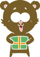 Lachender Teddybär mit Weihnachtsgeschenk png