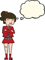 cartoon cool girl with thought bubble png