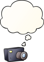 cartoon camera with thought bubble in smooth gradient style png