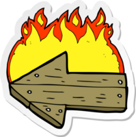 sticker of a cartoon burning direction arrow png