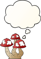 cartoon mushrooms with thought bubble in smooth gradient style png