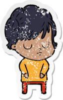 distressed sticker of a cartoon woman png