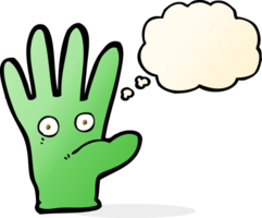 cartoon hand with eyes with thought bubble png