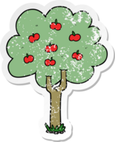 beunruhigter Aufkleber eines Cartoon-Apfelbaums png