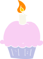 flat color style cartoon birthday cupcake png